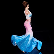 Дай танцы костюм Взрослый женский летний тонкий этнический стиль юбка Таиланд Xishuangbanna Тонкий рыбий хвост юбка