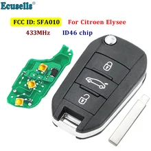 3 кнопки флип дистанционного ключа fob 433 МГц с ID46 PCF7941 чип для Citroen Elysee C4 с HU83 пустой ключ