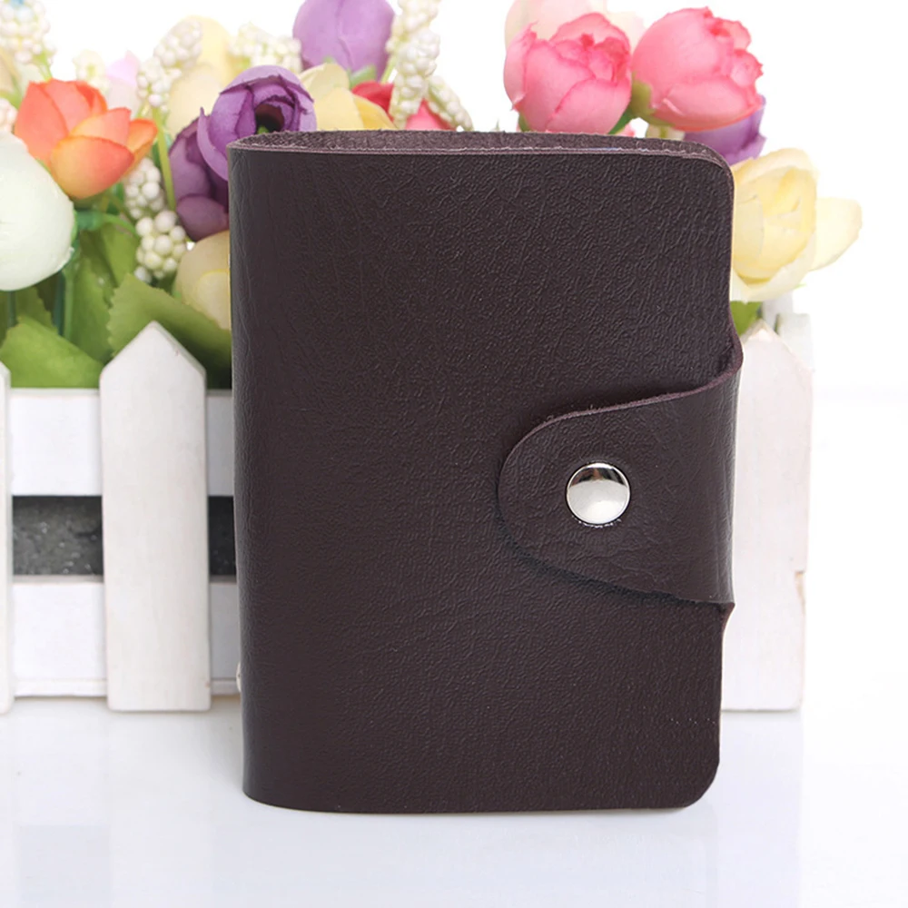 

New PU Leather Function 24 Bits Card Case Business Card Holder Men Women Credit Passport Card Bag ID Passport Card Wallet Brown