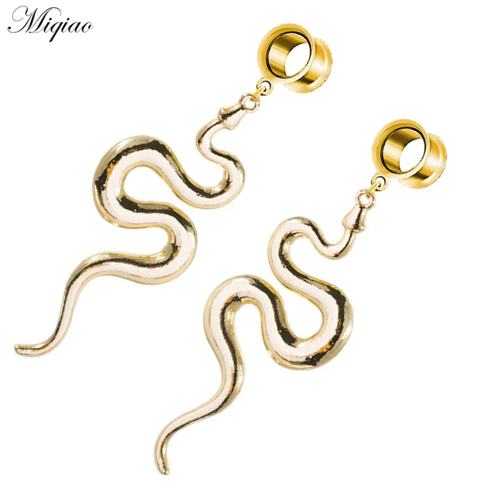 Miqiao 2pcs Fashion Trend Stainless Steel Snake Shape Pendant Double Horn Ear Amplifier 6mm-25mm Body Exquisite Piercing Jewelry