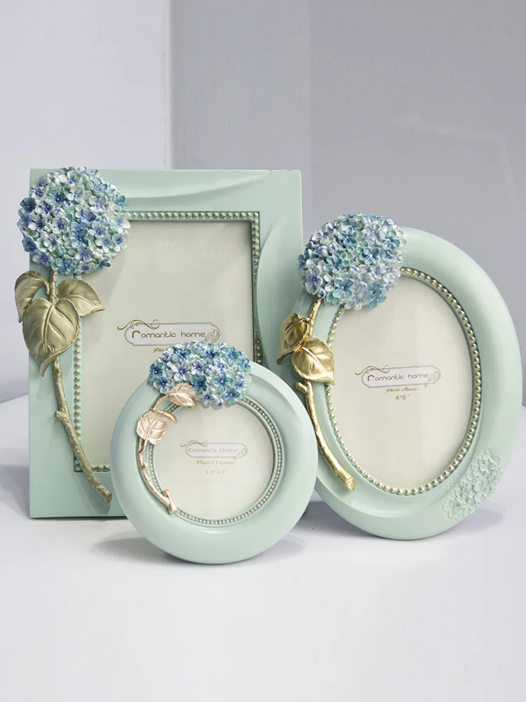 Handmade resin European style pastoral princess room wedding wedding gift wedding photo hydrangea resin 7 inch photo frame