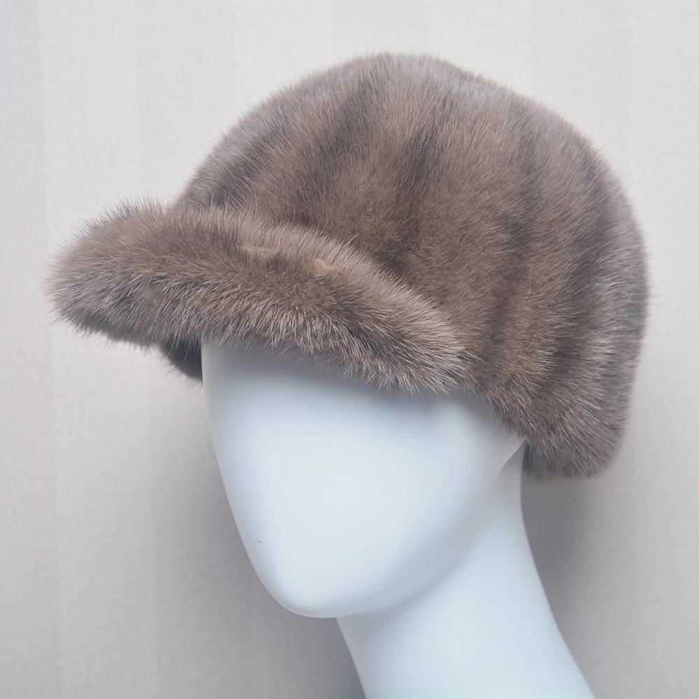 Hot Hale Men Real Mink Fur Straw Hats Men Winter Hats Mink Fur Hats Street Trendy Hip-hop Hat Caps Brimless Cap Beanies For Men 5