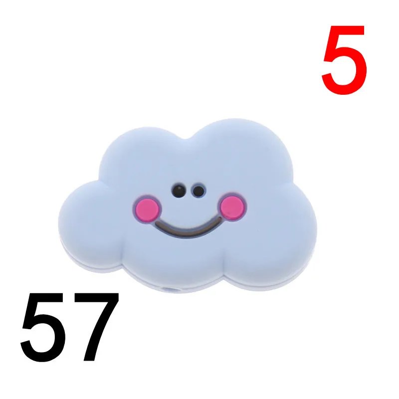 Cloud57 ATOB 5 шт., силиконовые бусины для прорезывания зубов с облаком, пищевое качество, Детские Прорезыватели, силиконовые бусины для соски, цепочка для прорезывания зубов, ожерелье - Цвет: Cloud57
