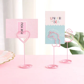 

Desk Notes Folder Unicorn Heart Shape Clips Wedding Favors Place Card Holder Table Photo Memo Number Name Clips Message Clips