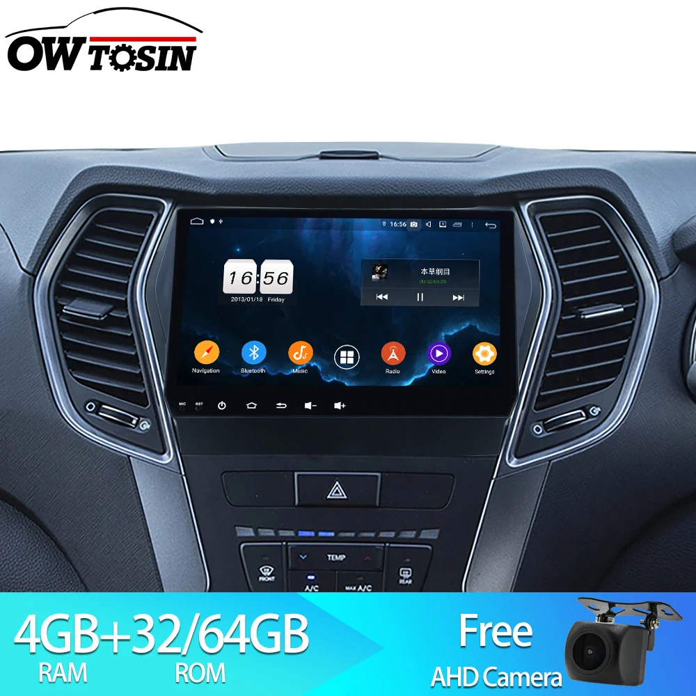 Owtosin " Автомобильный Радио Мультимедиа Видео плеер навигация gps Android 9,0 для hyundai IX45 Santa Fe 2013- автомобиль 4 Гб ram