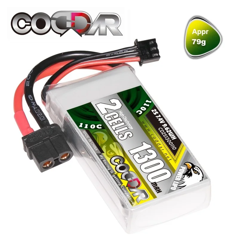 Original CODDAR 1300mAh 2S 7.4V 110C MAX 220C Hardcase LiPo LiHV Battery for 1:8 1/8 RC Car Four Drive Off-Road Boat | Игрушки и хобби