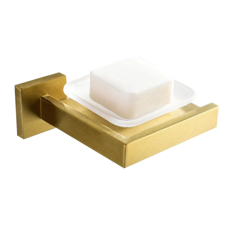 Светильник из матового золота для полотенец, держатель для туалетной щетки, держатель для полотенец из нержавеющей стали, 60 см, полка для душа, аксессуары для ванной комнаты - Цвет: soap dish