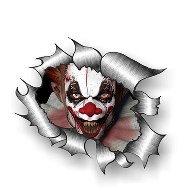 

13cm X 11cm Hot Sell Personality Evil Horror Clown Accessories Decal Car Window Decorative Vinyl Cover Waterproof PVC