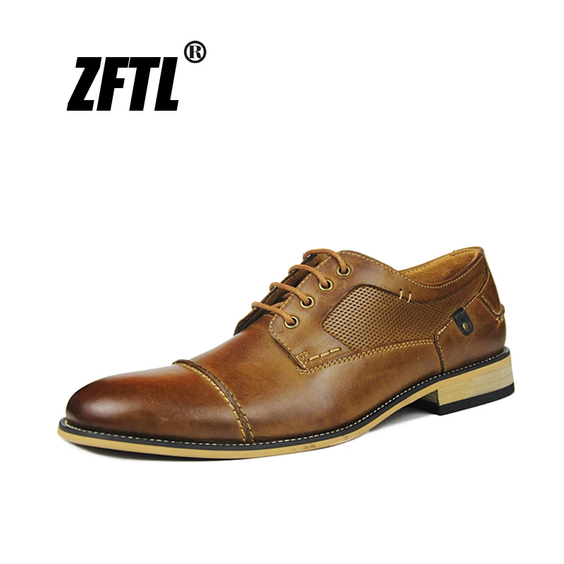 

ZFTL New Men Dress shoes Genuine Leather Man Business Formal Lace-up shoes Large size British Handmade shoes Spring/autumn 039