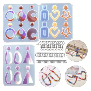

123 PCS Resin Earring Molds, Silicone Earring Molds Epoxy Jewelry Resin Molds Kit with Earring Hooks Jump Ring Jewelry Making