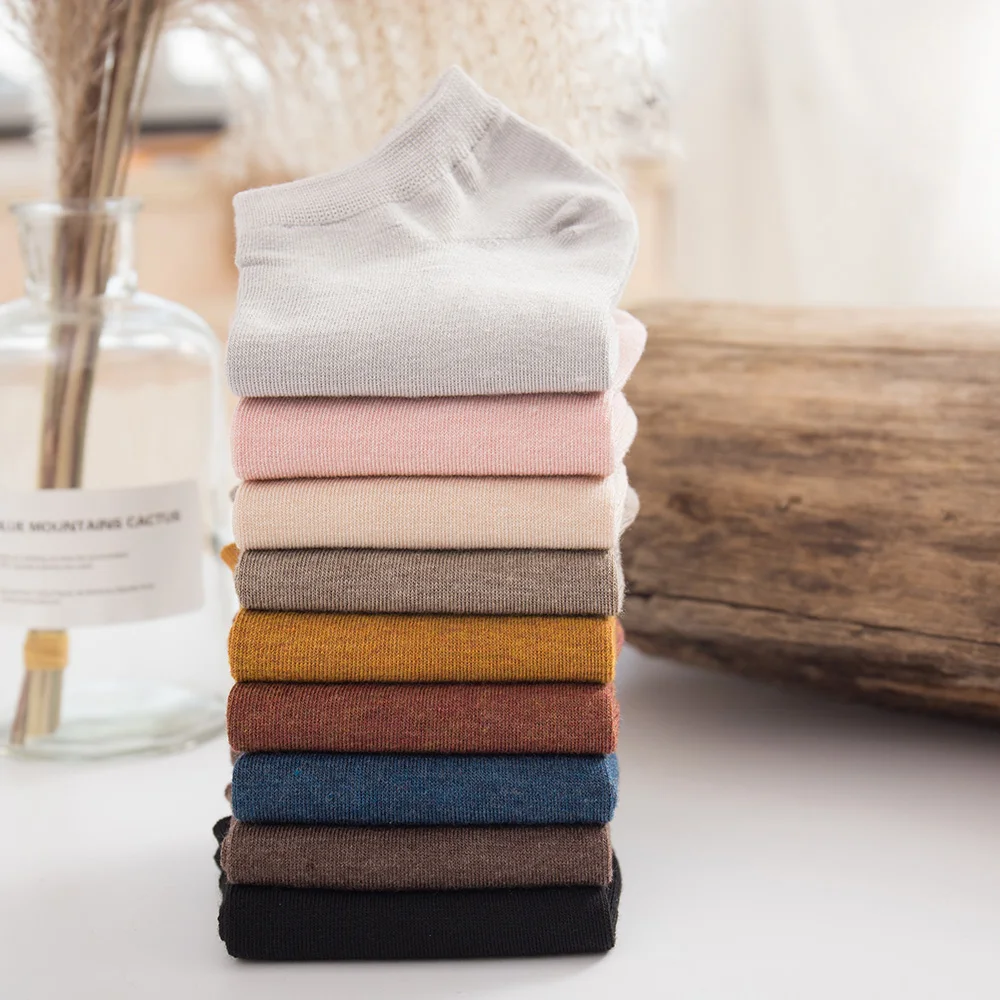 New Summer Women's Bamboo Fiber Casual Shallow Mouth Boat Fashion Solid Color Thin Breathable Cotton Socks 10 Pair