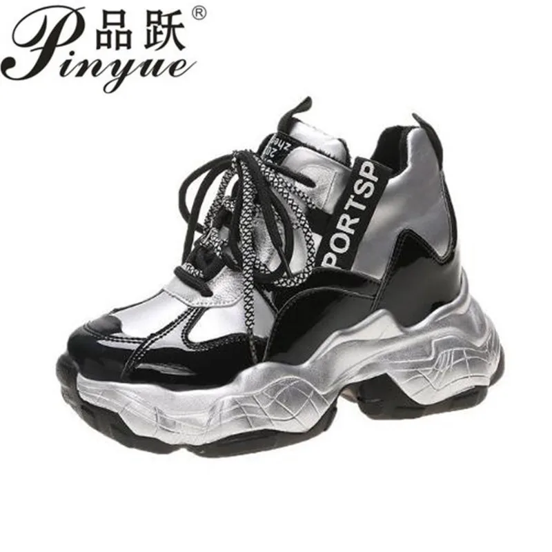 

Top Quality Leather Round Toe shoes platform sneakers Women Casual Sneakers black Brand Luxury Dad shoes
