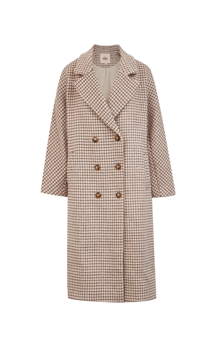 Vero Moda зимнее длинное шерстяное пальто в ломаную клетку | 319427512