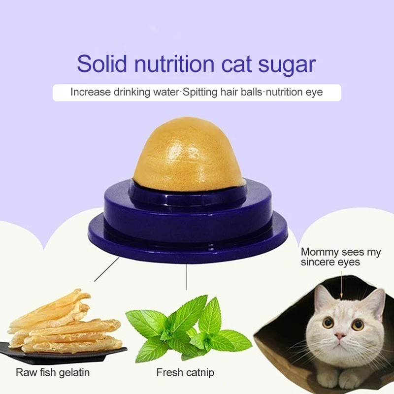 

Cat Snacks Catnip Sugar Candy Licking Nutrition Gel Healthy Energy Ball Toy Increase Drinking Water Help Tool for Cats Kittens