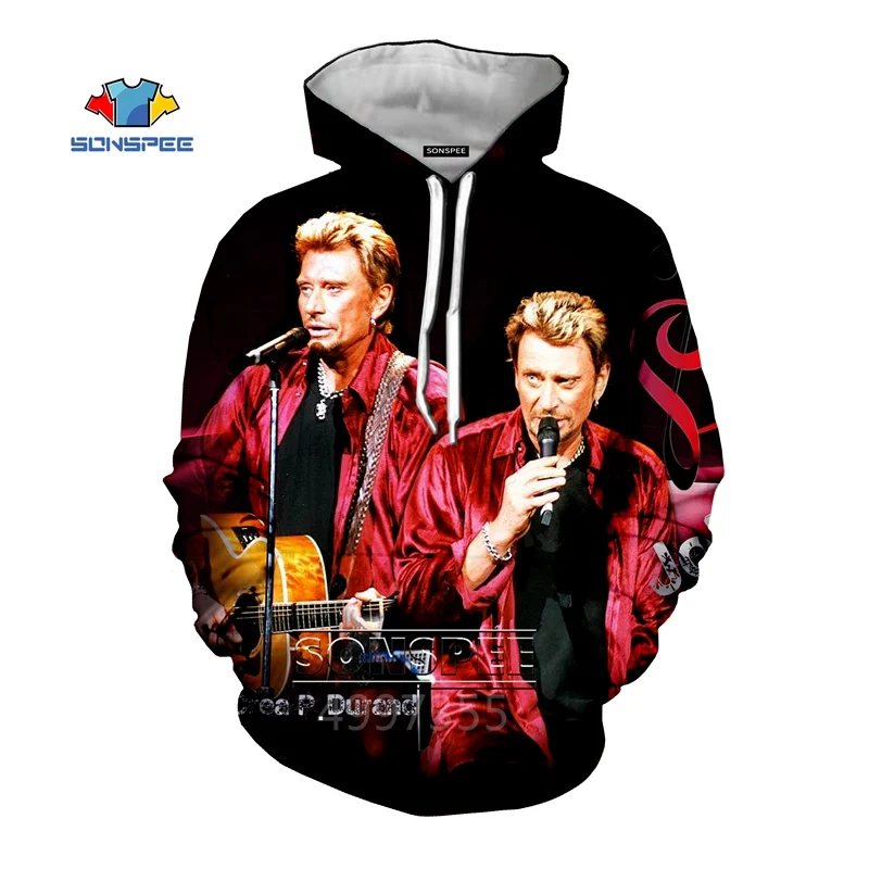 SONSPEE Johnny Hallyday/Осенняя модная толстовка для мальчиков и девочек-подростков Толстовка для отдыха с 3D принтом топ с длинными рукавами пуловер для детей C157