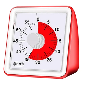 

60 Minute Silent Timer Management Tool for Classroom Conference Countdown for Children and Adults (Red)