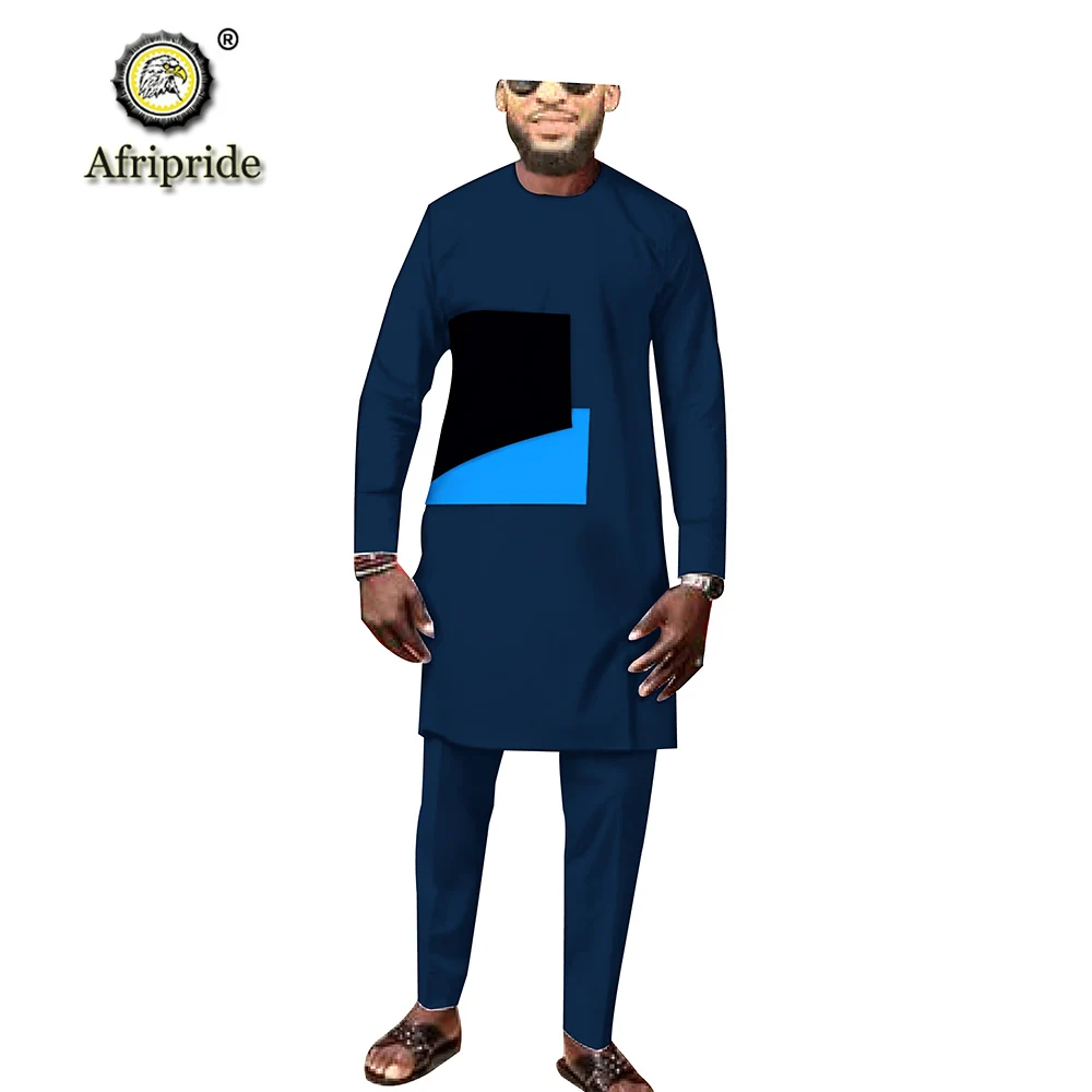 Men`s Casual Tracksuit African Dashiki 2 Piece Outfits Long Sleeve Shirts Blouse Pants Clothing Set Outwear AFRIPRIDE S1916045