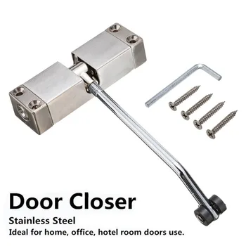 

1pc Automatic Mounted Spring Door Closer Stainless Steel Adjustable Surface Door Closer 160x96x20mm