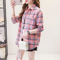 2025 New Fashion Loose Womens Plaid Shirt Fresh College Style Design Blouses And Tops Long Sleeve Casual Female Checked Clothes - Image 6