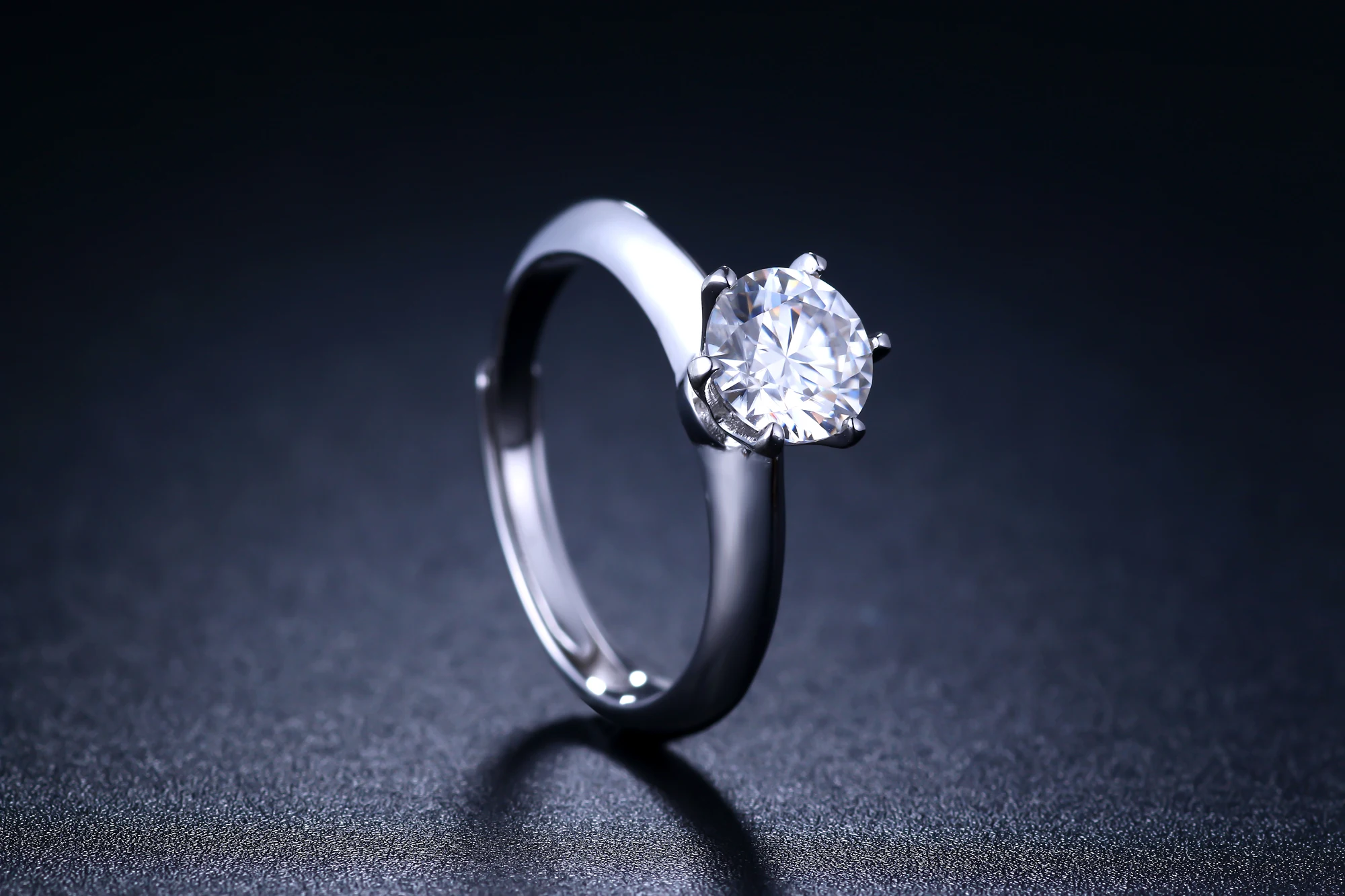 Круглое серебряное кольцо с муассанитом, 1ct D VVS, роскошное женское кольцо с муассанитом, регулируемое