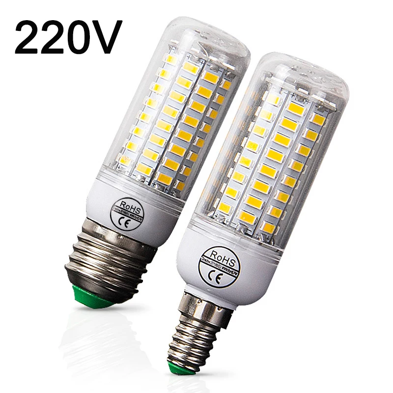 E27 LED Bulb E14 LED Lamp SMD5730 220V 24 36 48 56 69 72 LEDs  Smart  Corn Bulbs Night Light For Home Indoor Decoration