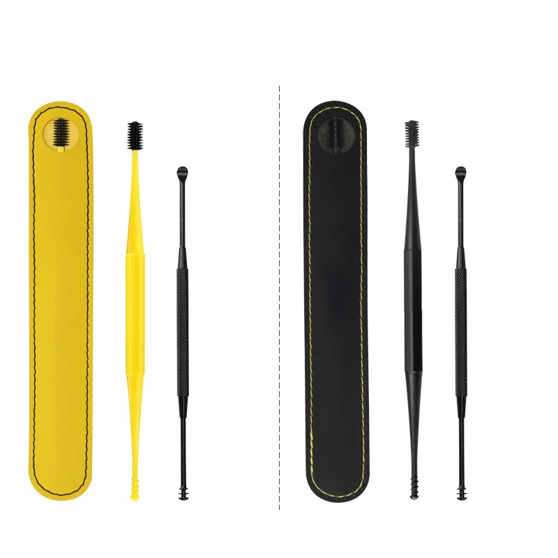 Earwax Removal Tool Sets Spiral Silicone Stainless Steel Ear Cleaner Sticks Springs Ear Wax Remover Wand Spiral Scoop Ears Care