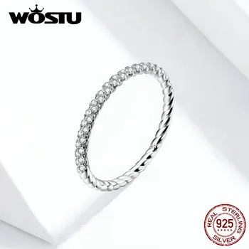 

WOSTU 100% Real 925 Sterling Silver Simple Rings For Women Hot Sale Sparkling Zircon Rings Making Fashion Jewelry FIR624