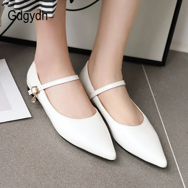 Gdgydh Patent Leather Pointed Toe Flats Women Mary Jane Fashion Crystal Ladies Office Shoes Flat Heel Comfortable Plus Size 46 4