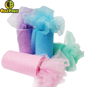 

(25Yards/Lot) 15cm Sparkly Confetti Glitter Tulle Mesh Roll Spool Tutu Bow Pom Soft Squine Tulle DIY Wedding Birthday Decoration