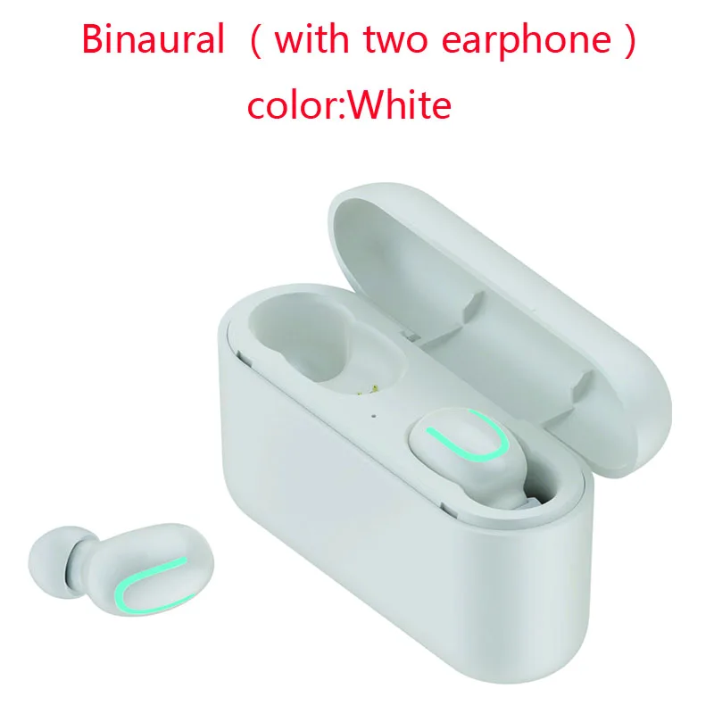 Беспроводные наушники, HBQ, Q32, TWS, Bluetooth, наушники, Bluetooth, 5,0 светодиодный, мощный, disply, Спортивная гарнитура с микрофоном для Android, Iphone - Цвет: Binaural (White)