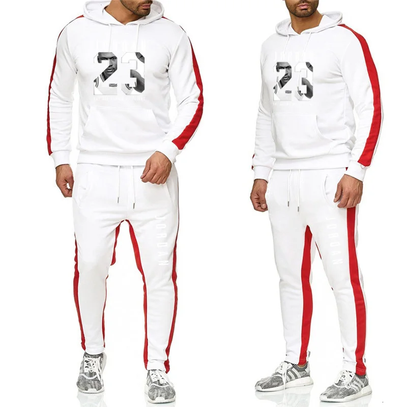 Мужской костюм для бега с 3D принтом, уличная теплая спортивная одежда для пробежек, тренировок, фитнеса, качественный костюм с капюшоном - Цвет: 7