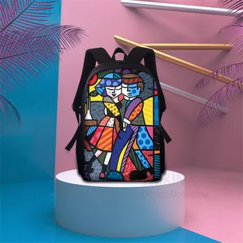 

THIKIN 15inch School Backpacks Book Bag For Kids Cartoon Artwork Printed Schoolbag Boys Girls Primary Students Backpack Gifts