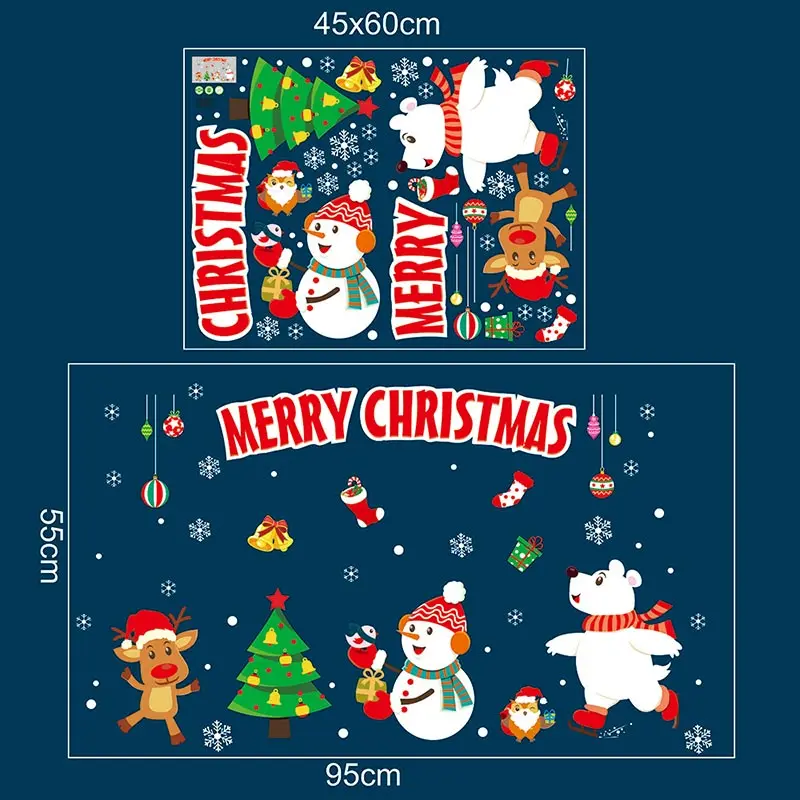 Pegatinas de Navidad с мультяшными принтами para escaparate de Вентана extraíble Санта Клаус muñeco de nieve decoración del женщины в китайском стиле a