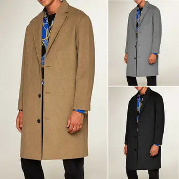 

Goocheer Mens Boutique Thickening Medium and Long Woolen Coat Mens Business Casual Long Jacket Keep Warm Long Windbreaker