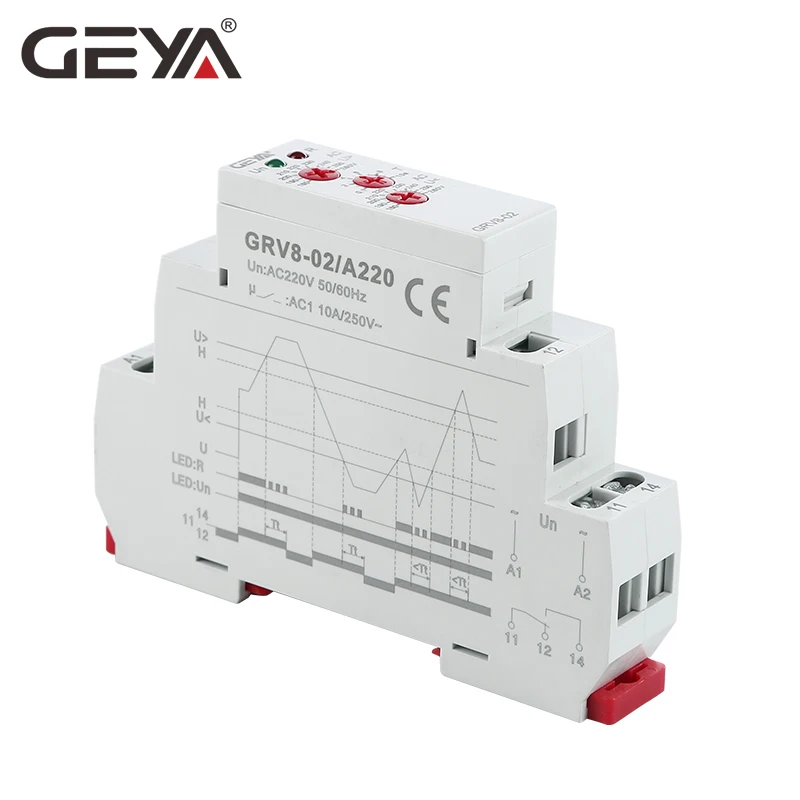 GEYA GRV8-02 реле защиты напряжения AC220V DC12V DC48V ACDC240V Защита от перенапряжения и перенапряжения