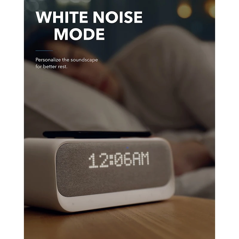 Soundcore Wakey Bluetooth колонки питание от Anker с будильником, стерео звук, fm-радио, белый шум