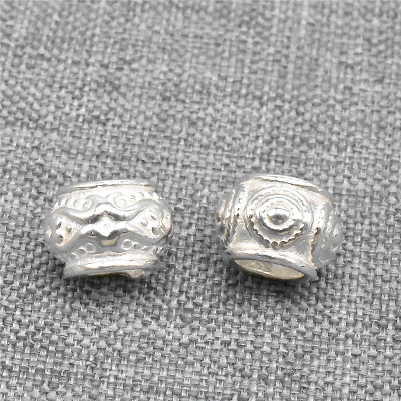 

4pcs of 925 Sterling Silver Large Hole Swirl Spiral Rondelle Beads for Bracelet Necklace