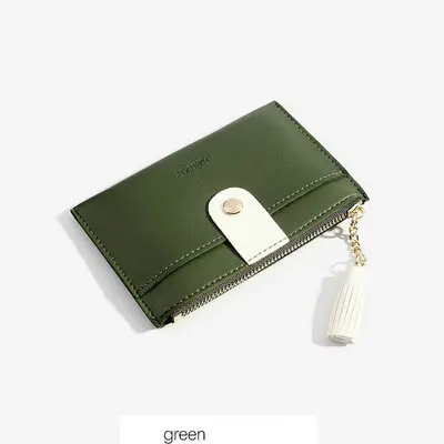 928111-green BELLO TUTTI 2019New PU Мини Женский монетница маленький кошелек женский с кисточкой для кредитных карт пакет женский модный Кошелек - Цвет: 928111-green