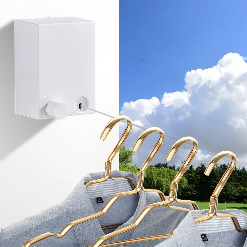 

Retractable Clothes Line Dryer Home Laundry Hanger Drying Rack Rope Wall Hanger Clothesline Rack Clothes Dryer