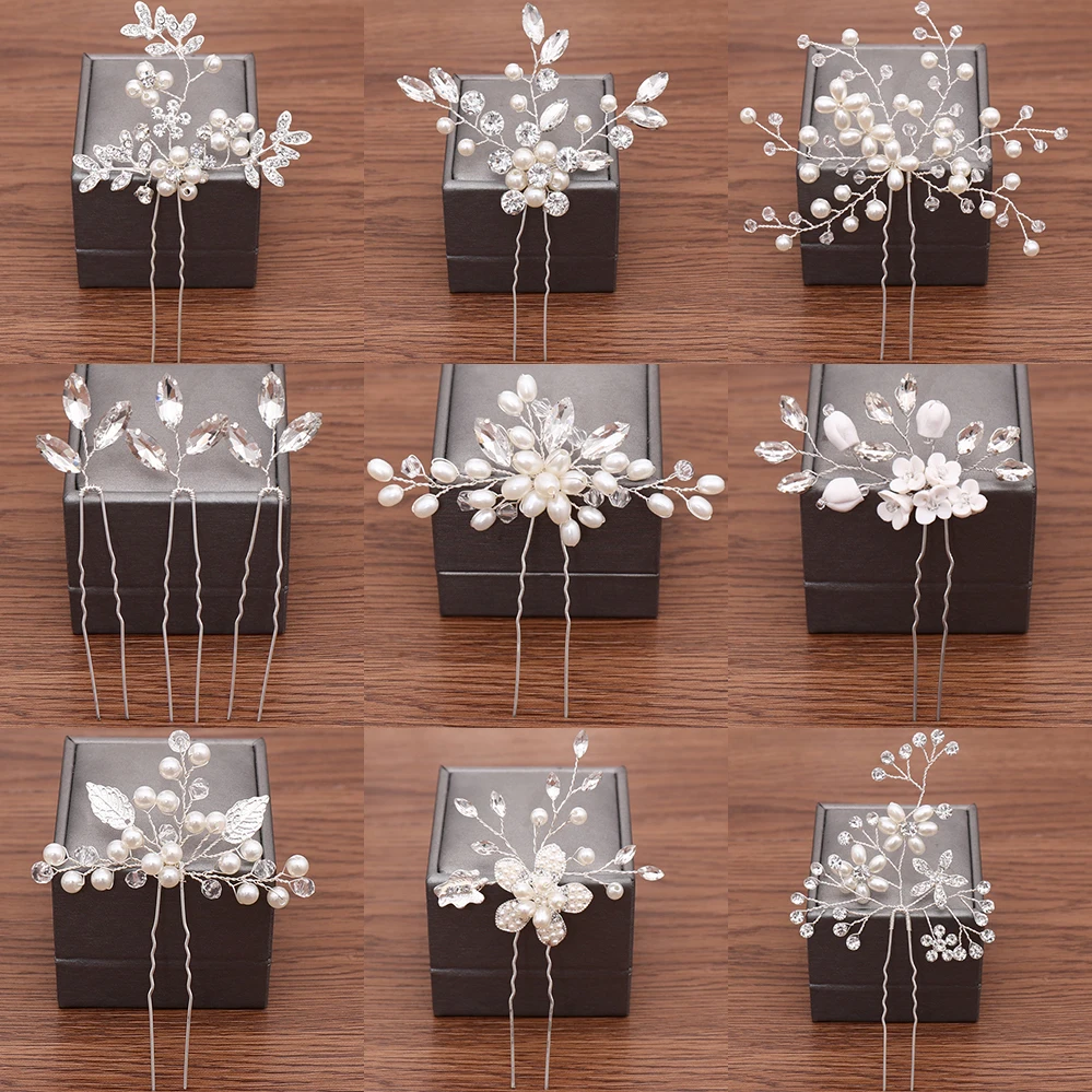 

Wedding Hairpins Bridal Hair Accessories Pearl Rhinestone Flower Bride Hair Pins Bridesmaid Hairdressing Women Hair Jewelry Clip