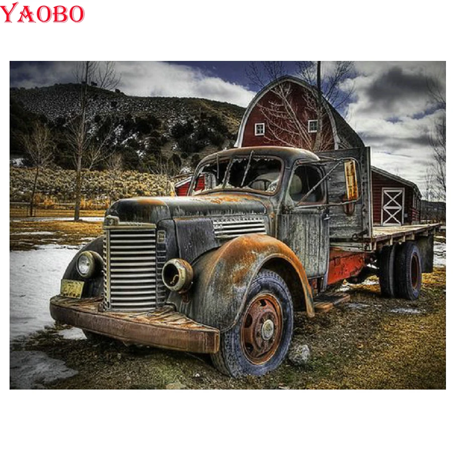 3d Cross Stitch Diamond Painting Retro Car Diamond Embroidery Full