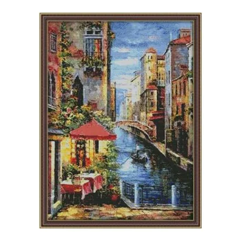 

Venetian Scene Cross Stitch Kits 11CT 14CT Printed Canvas Embroidery Set DIY Handmade Needlework Craft Home Decoration Paintings