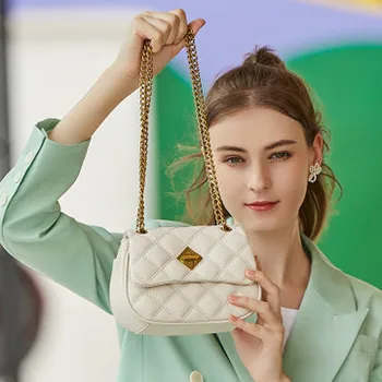 

Rhombic lattice saddle women's bag luxury bags women fashion chain shoulder bag solid bags for women hasp crossbody bag new bags