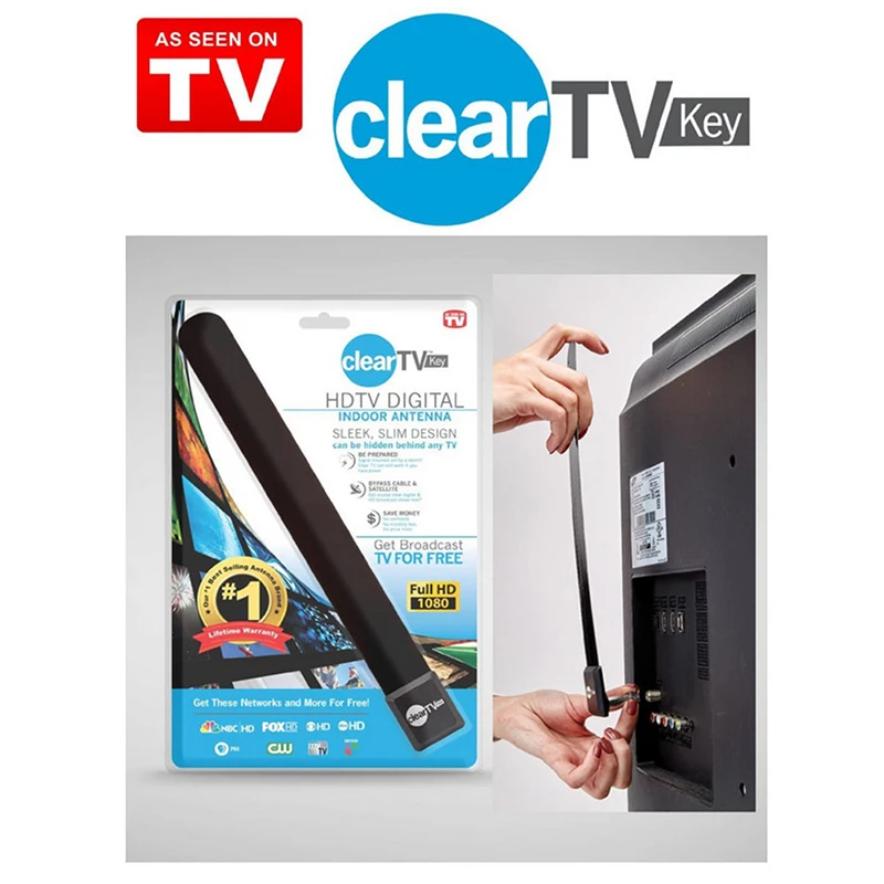 

TOP Clear TV-Key HDTV FREE TV Digital Indoor Antenna Ditch Cable Black Portable