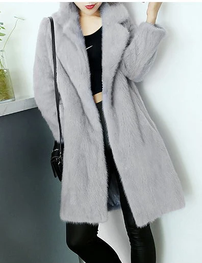 Женское пальто из искусственного меха, новинка, тонкий, XS-2XL размера плюс, для отдыха, корейский, белый, черный, светильник, серый, длинный рукав, модная куртка из искусственного меха LR321