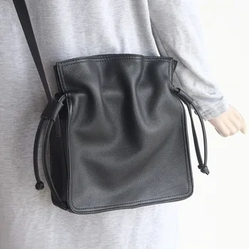 

Women's bags 2020 new fashion one-shoulder messenger bag first layer cowhide bucket bag all-match female bag