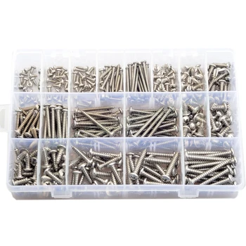 

380Pcs M3 M4 M5 304 Stainless Steel Cross Pan Head Round Head Tapping Screw