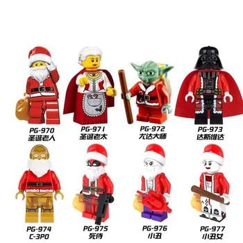 

8Pcs/Set LEGO Blocks Minifigures Christmas Series Santa Claus Darth Vader Master Yoda Minifigures Toys for Children Gifts