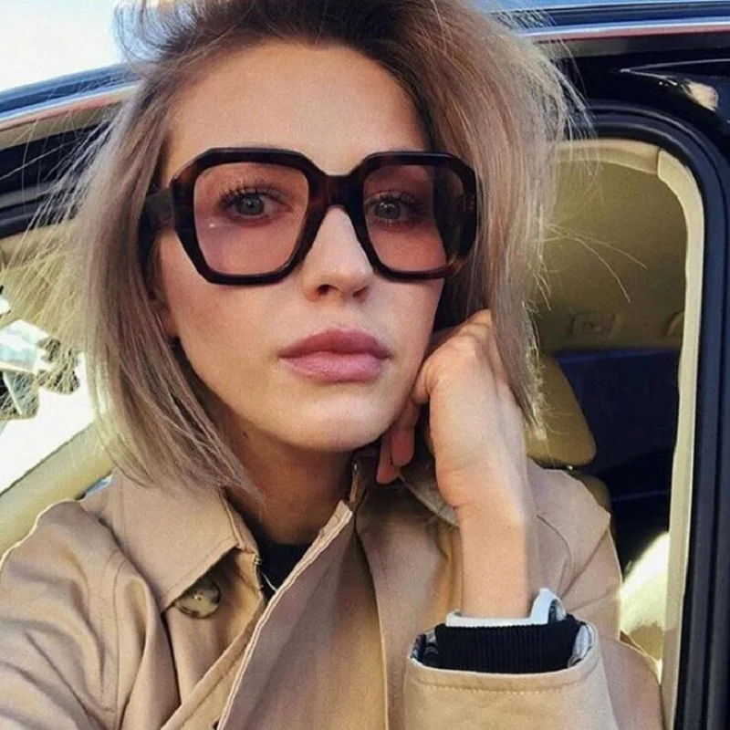 

D&T 2020 New Styles Fashion Square Sunglasses Women Brand Designer Colorful Mirror Lens leopard Frame Vintage Luxury Sunglasses