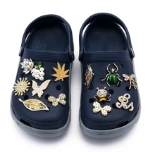 Hot Selling Metal Croc Shoe Charms Bling Rhinestone Flower Shoes Decorations GOOD LUCK Women Bracelet Accessories LOVE QUEEN